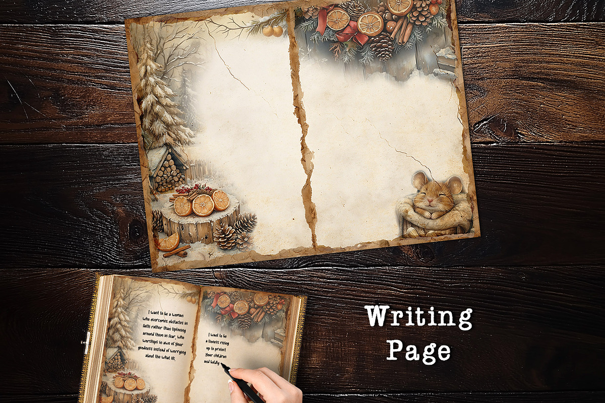 Cozy Christmas Mice Junk Journal, a Stationery Template by V Design Creator (Photo 6 of 8)