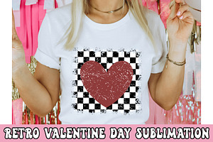 Retro Valentine Checkered Heart Svg