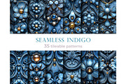 Whimsical indigo seamless patterns, a Pattern Graphic by Bubert Art (Thumbnail 1 of 5)