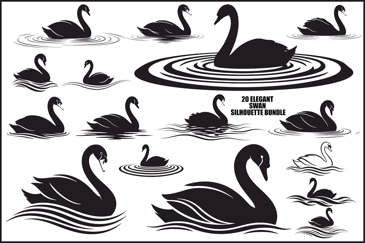 Elegant Swan Silhouette Set, an Illustration by Artivon (Photo 2 of 3)