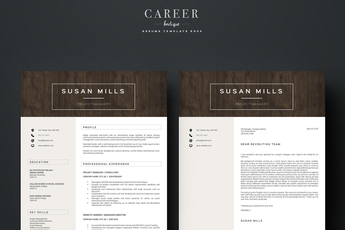 Modern Resume & CoverLetter Template, a Resume Template by careerboutique (Photo 6 of 6)
