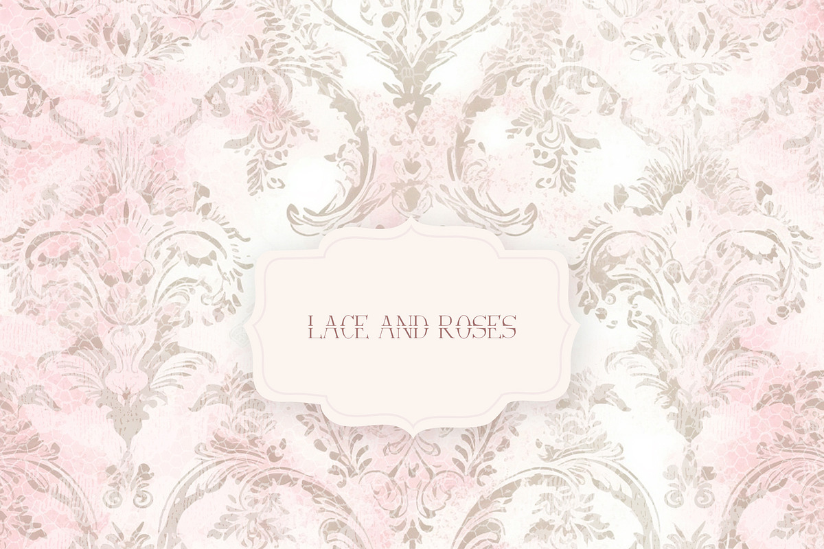 Lace and roses Digital Paper, a Background Graphic by Colibri Watercolor (Photo 2 of 5)