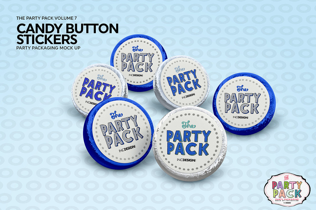 Candy Button Sticker Mockup, a Packaging Mockup by INCDesign (Photo 5 of 6)