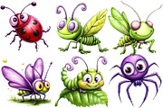 Garden Bugs Watercolor Clipart, a Seasonal Illustration by SVGArt (Thumbnail 4 of 5)