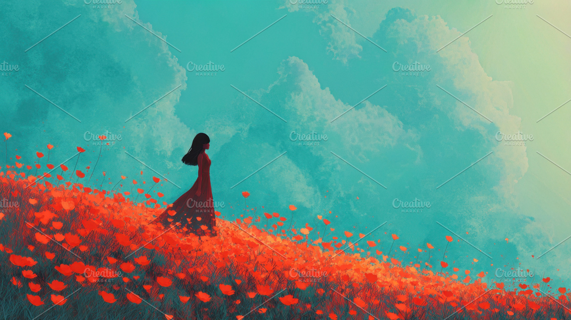 Walking through a field of flowers, a Photo by Beautiful things