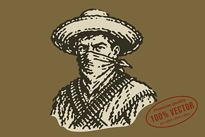 Vintage Western Bandit Illustration