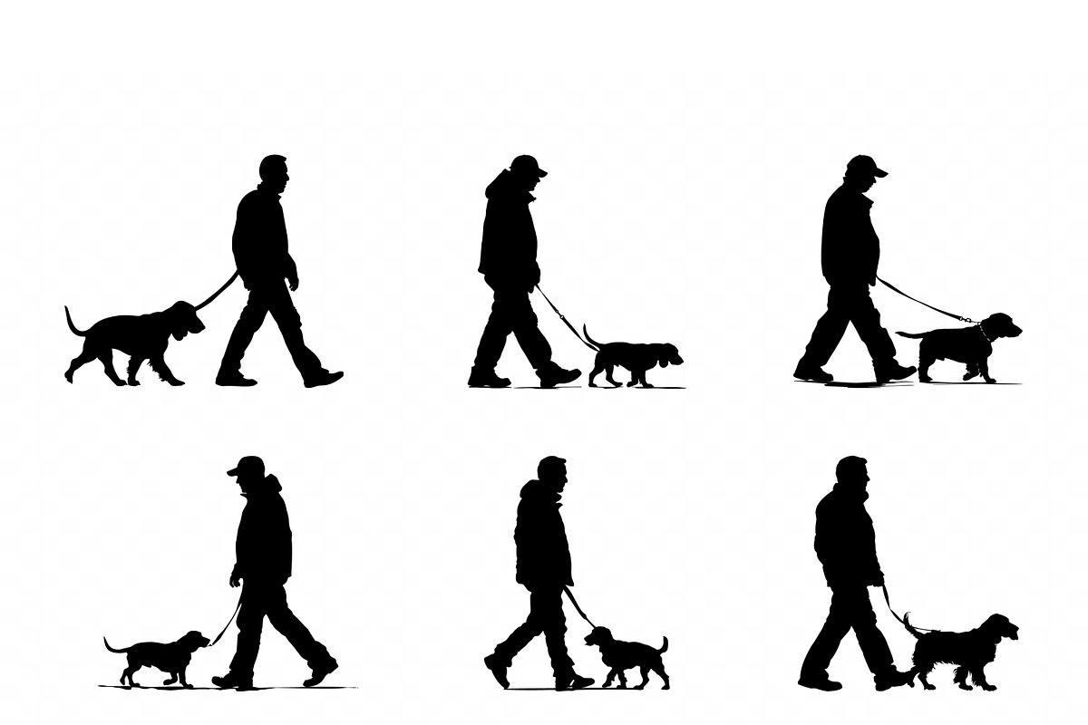 Man Walking a Basset Hound SVG Set, a Person Illustration by Gfx Expert Team (Photo 3 of 3)