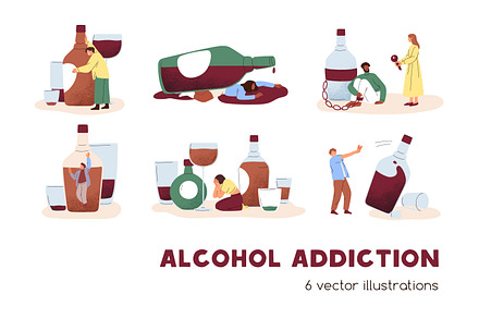 Alcohol abuse and addiction concept, a Food Illustration by Good Studio