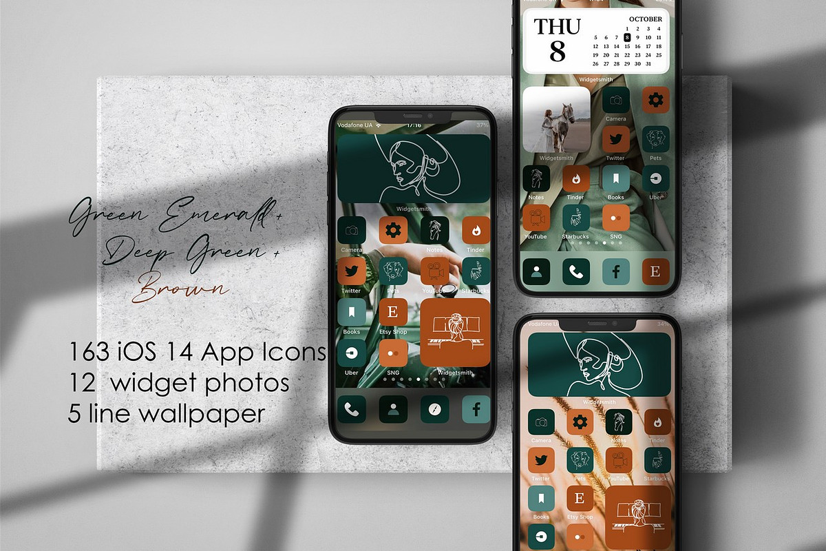 Green Boho Aesthetic iOS 14 icons, an Icon by velychko.ua (Photo 7 of 9)