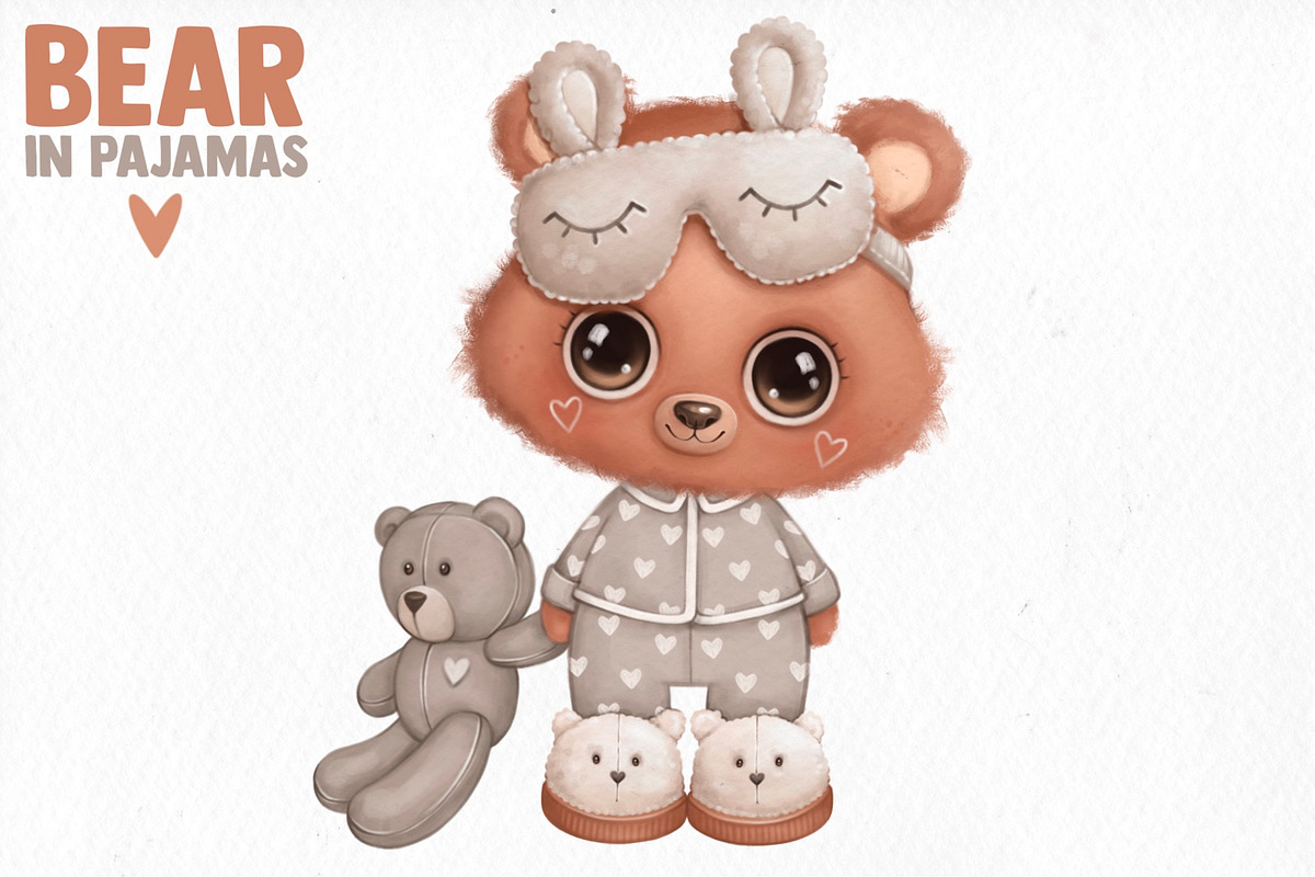 Bear in pajamas, an Animal Illustration by designs.svkl (Photo 3 of 6)