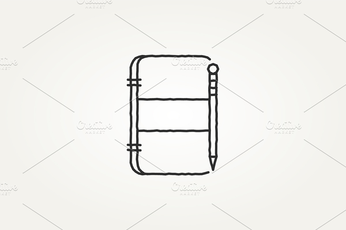 notebook and pen line art icon logo, an Outline Icon by Blazybone (Photo 2 of 2)
