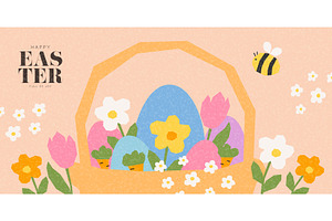 Happy Easter banner, a Seasonal Illustration by Andrey Yaroslavtsev