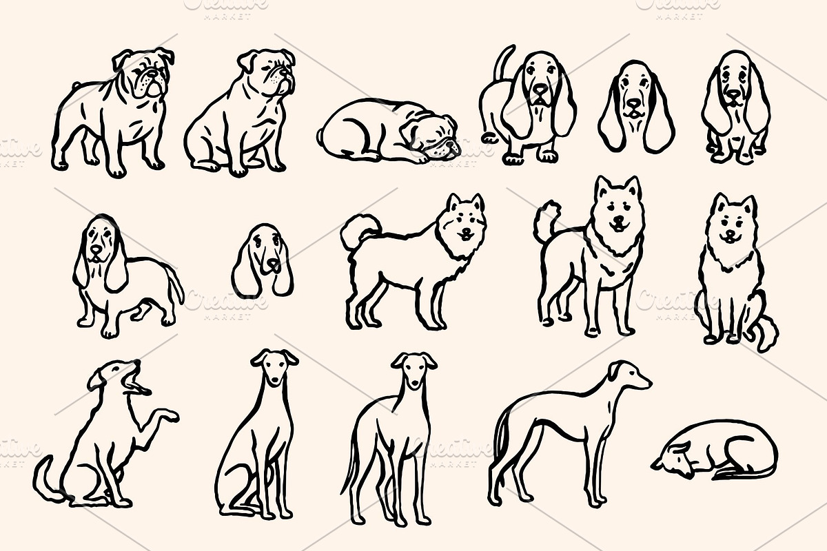 Hand-Drawn Dogs Cliparts Set, an Animal Illustration by Veronika Gotovceva (Photo 4 of 8)