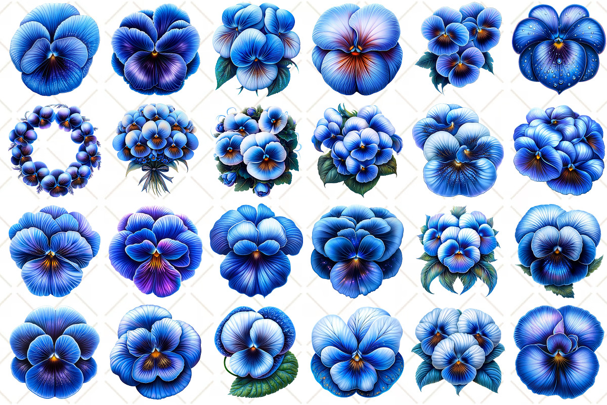Watercolor Pansy Flowers Clipart, an Illustration by Black Bird Studio (Photo 2 of 5)