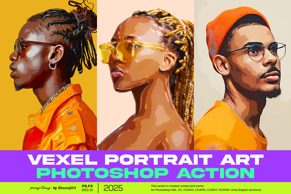 Vexel Portrait Art Photoshop Action, an Action Add-On by Shovajit (Photo 1 of 10)