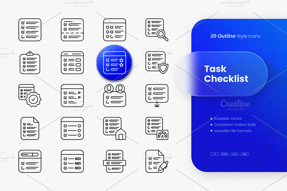 Task Checklist Outline Icons, an Outline Icon by cidcud_graphic (Photo 1 of 3)