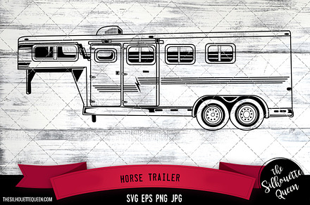 Horse Trailer Detailed Vector, an Object Graphic by The Silhouette Queen