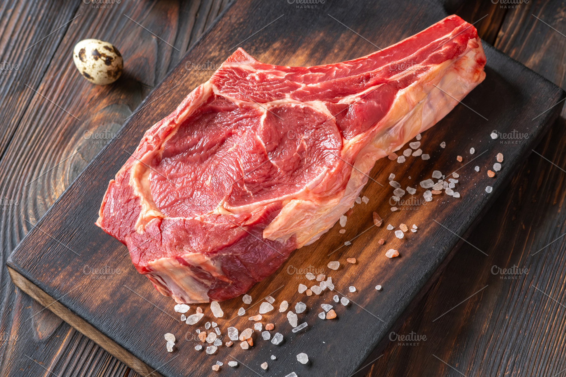 Raw Cowboy Steak with Marbling, a Food & Drink Photo by Alexander Prokopenko