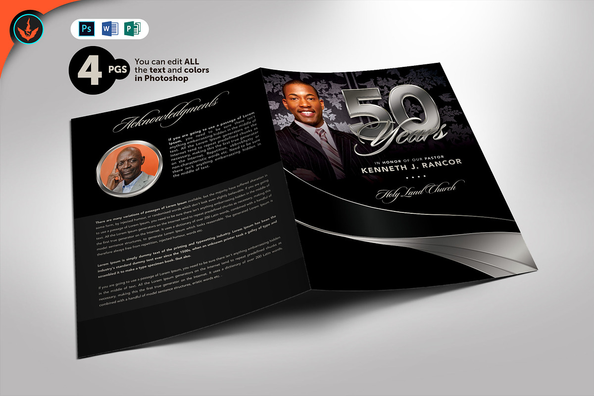 Black and Silver Pastor Anniversary, a Brochure Template by SeraphimChris (Photo 1 of 6)
