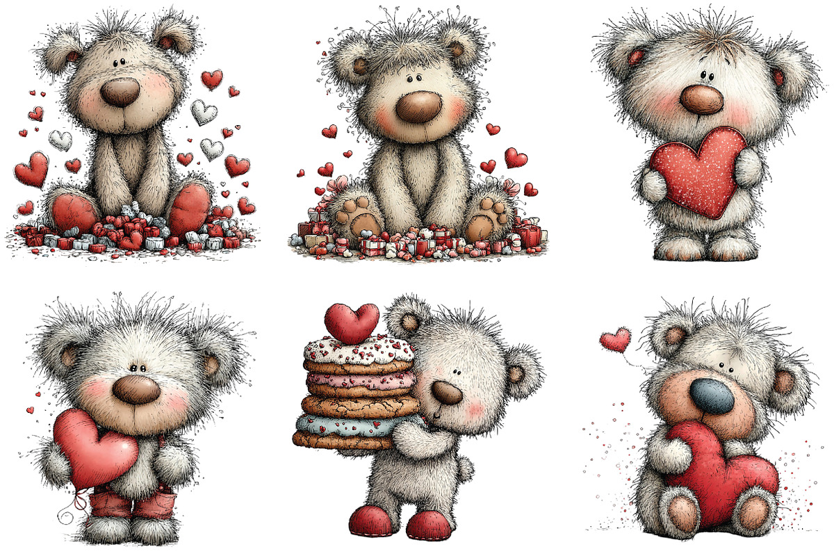 Whimsical Valentine Teddy Bear PNG, an Illustration by CraftArtStudio (Photo 2 of 6)