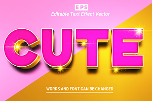 Cute Vector 3D Editable Text Effect