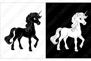 Unicorn Horn Horse Animal Cartoon, an Animal Illustration by Christos Georghiou