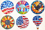 Stained Glass 4th of July Clipart, an Illustration by DreamCafeArt (Thumbnail 2 of 9)
