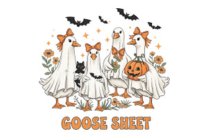 Halloween Fall Goose Sheet Ghost, an Illustration by CraftArtStudio