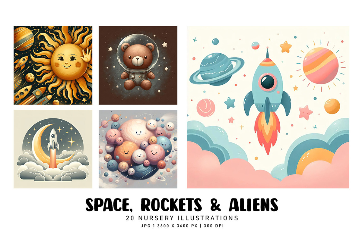 Space, Rockets and Aliens, a Decorative Illustration by Digital Art Creations (Photo 3 of 7)