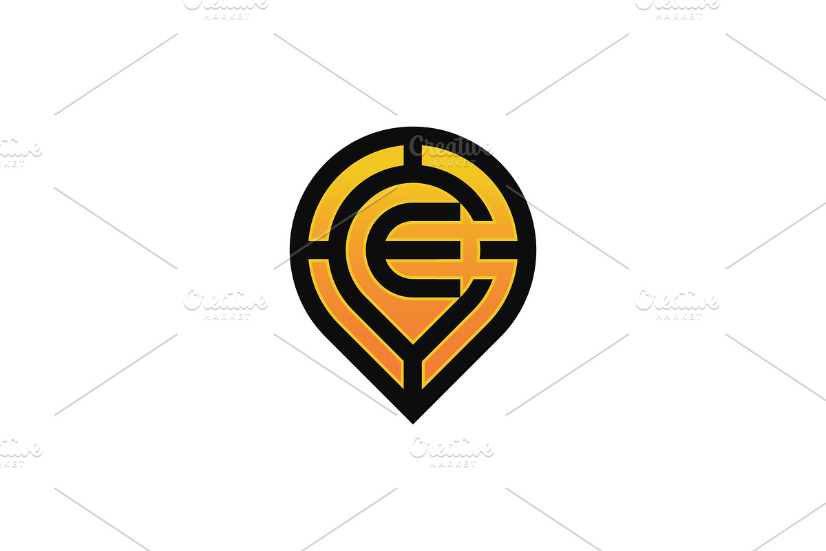letter E pin location map logo, a Branding & Logo Template by Rasagama Studio