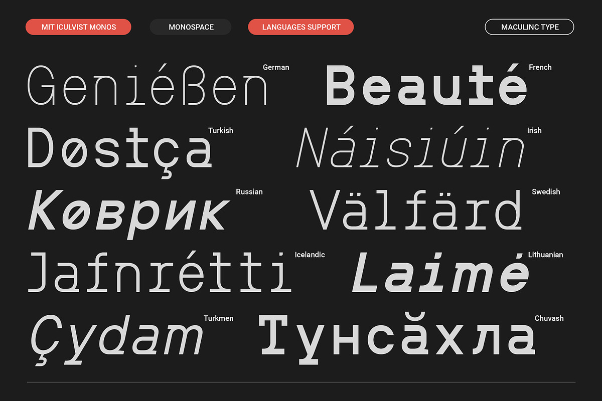 MIT Iculvist Monos Normal, a Sans Serif Font by Maculinc Type (Photo 8 of 11)