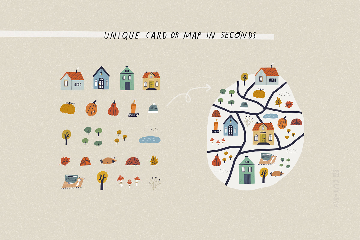 Golden Autumn | Map & Card Creator, a Decorative Illustration by Olia