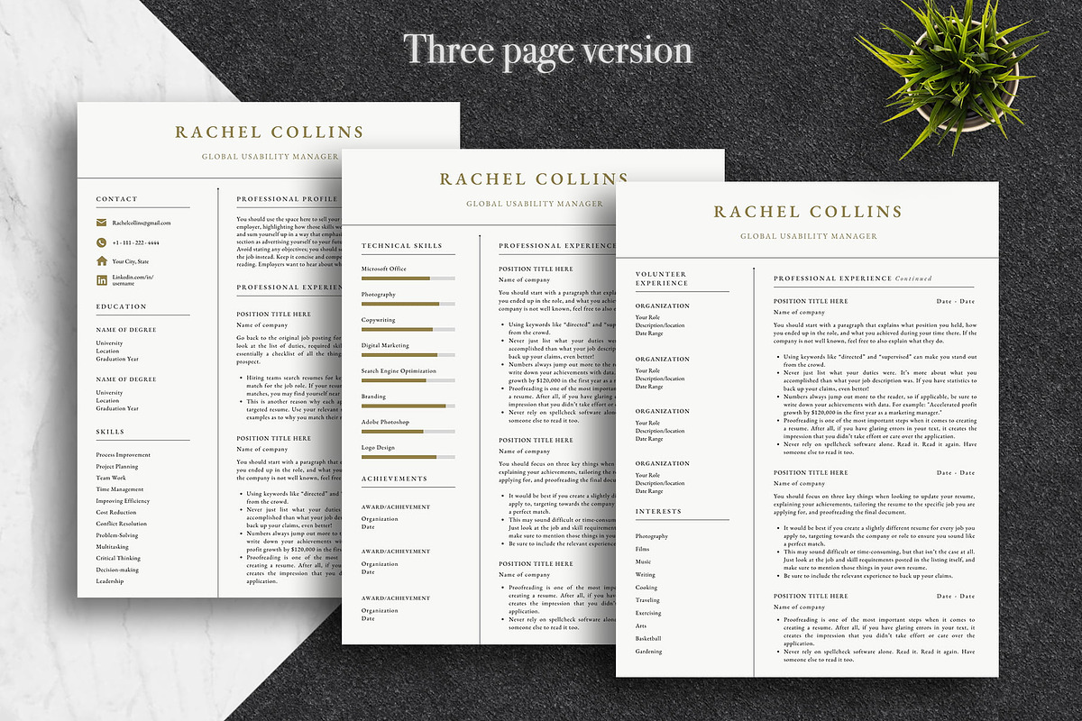 Minimalist CV Template Pack | Canva, a Resume Template by Lux Resume (Photo 3 of 9)