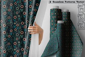 Seamless Cosmic & Botanical Patterns, a Pattern Graphic by one-touch