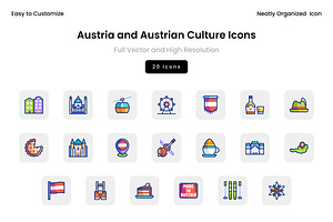 Austria and Austrian Culture Icons, an Icon by Wencory
