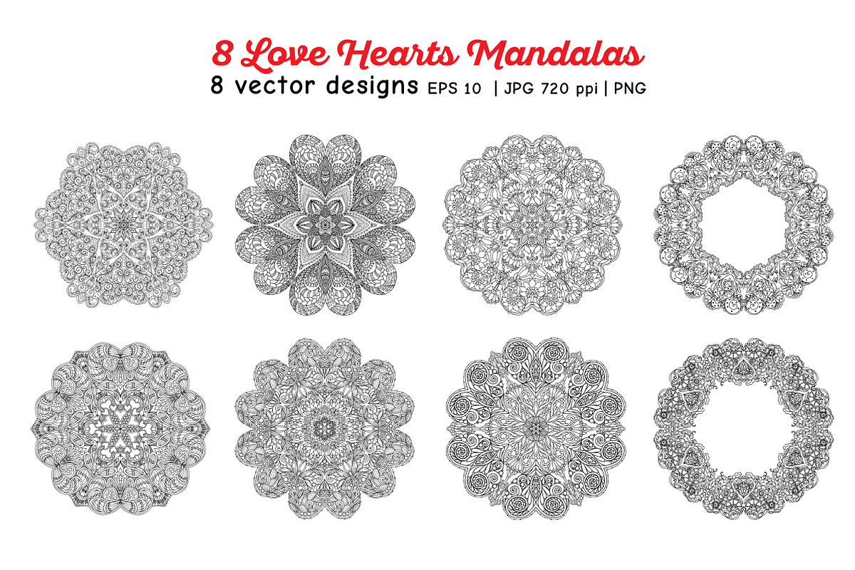 Love Hearts Mandala, a Decorative Illustration by Elen-Lane (Photo 2 of 6)