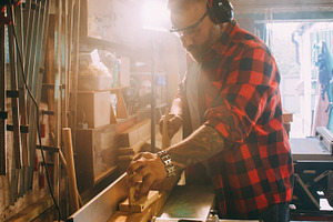 Joiner process furniture making wood, a Person Photo by Photo Drive Studio