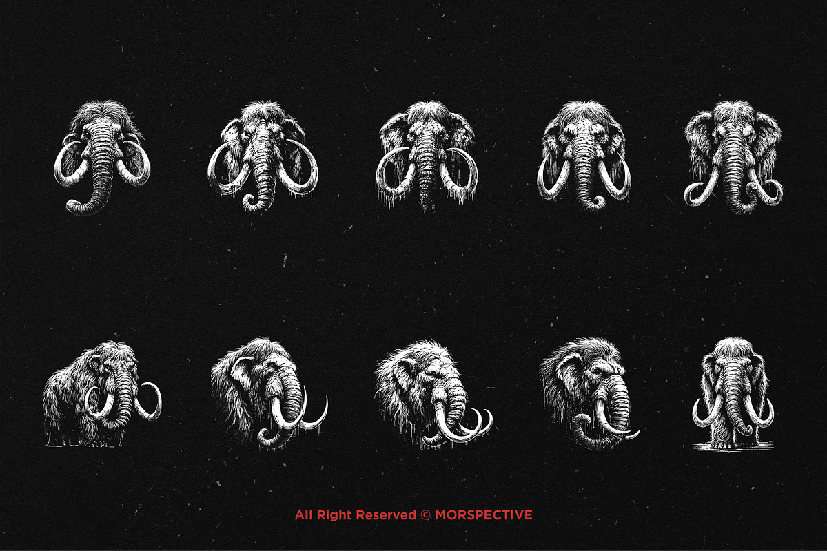10 Bundle Dark Art Mammoth Ancient, an Illustration by Morspective (Photo 6 of 7)
