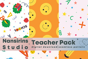 Teacher Seamless Pattern Set, a Pattern Graphic by Nansirins Studio