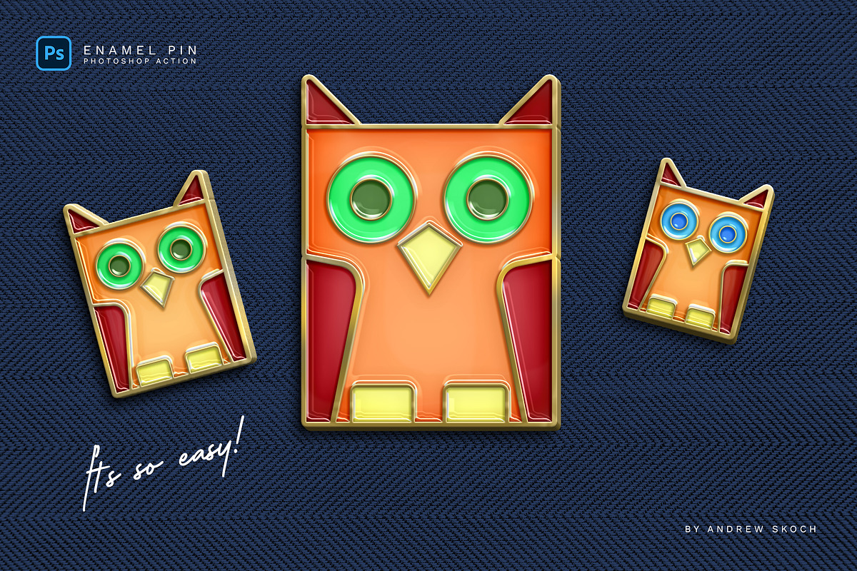 Enamel Pin Photoshop Action, an Action Add-On by Andrew Skoch Design (Photo 2 of 8)