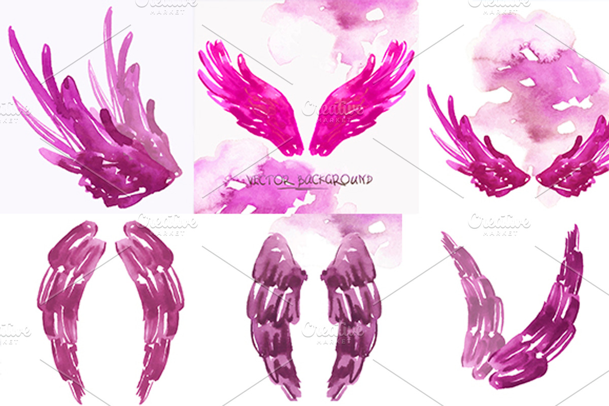 Watercolor background with wings, an Animal Illustration by Depiano (Photo 5 of 5)