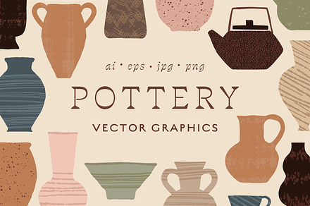 Vector Pottery Ceramics Illustration, an Object Illustration by Gross Illustrations