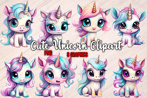 Cute Pastel Unicorn Clipart