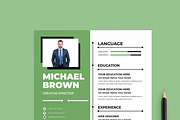 Green Resume Design Template, a Resume Template by MightyDesign (Thumbnail 4 of 8)