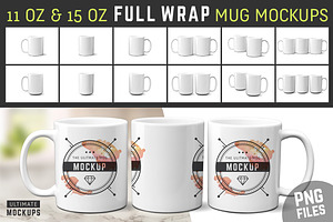 11 oz & 15 oz Mug Mockups (PNGs)