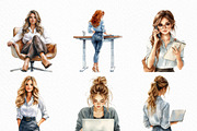 Watercolor Business Girl Clipart, an Illustration by Craft Nest (Thumbnail 4 of 6)
