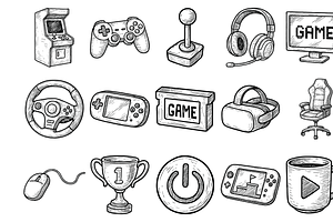 Gaming Equipment Icons, an Object Graphic by nikagraphic