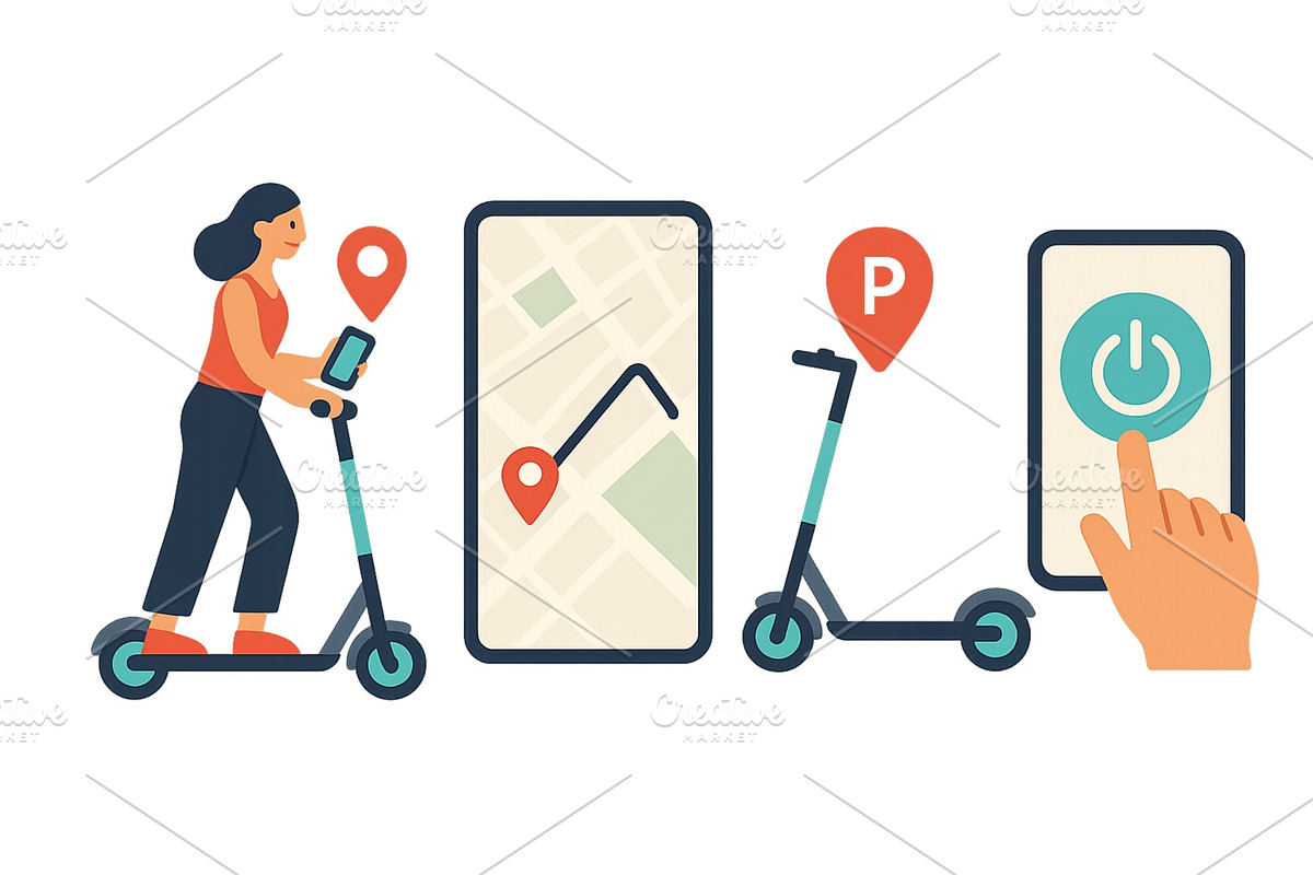 Person uses smartphone to navigate e, a Transportation Illustration by ZinetroN