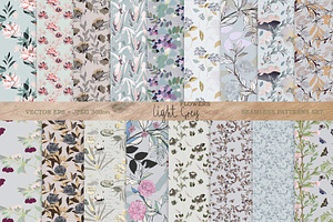 Light Grey Floral Seamless Vector