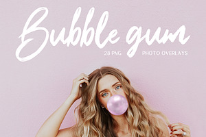 27 bubble gum photo overlays